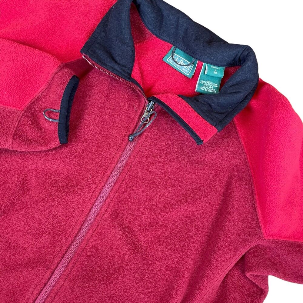 L.L. Bean Women's Fleece Full Zip Jacket Red Size L Large Regular Polartec